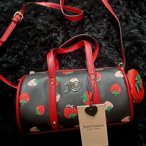 NWT Juicy Couture Black and Red Strawberry Crossbody Bag